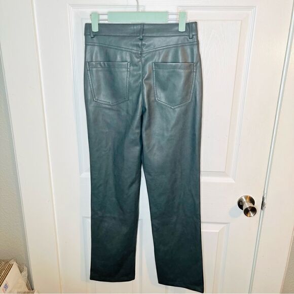 7 for All Mankind Faux Leather Skinny Pants High Waist Dark Gray Small - Picture 3 of 10